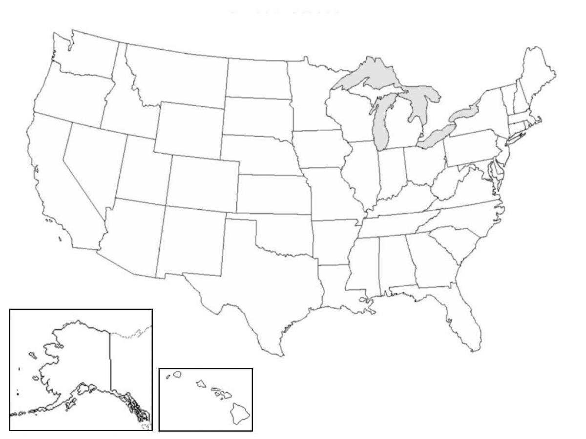 blank map of US