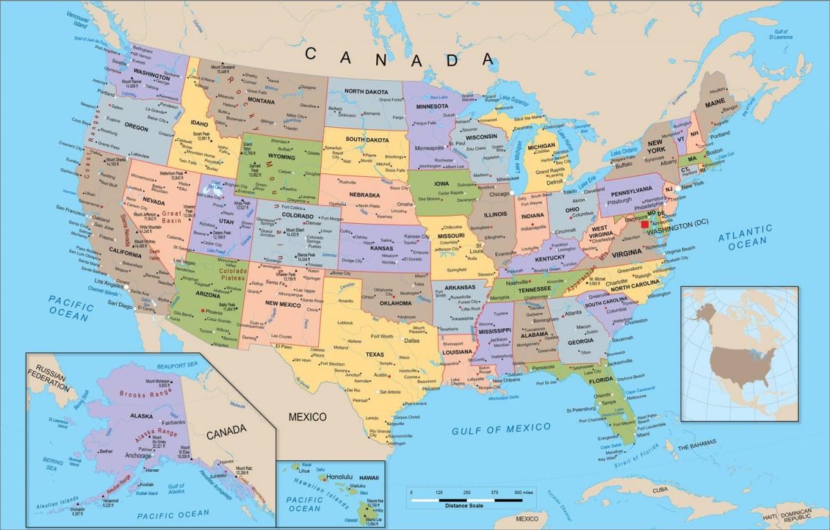 political map USA