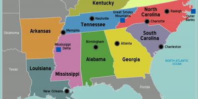 Map of southern USA