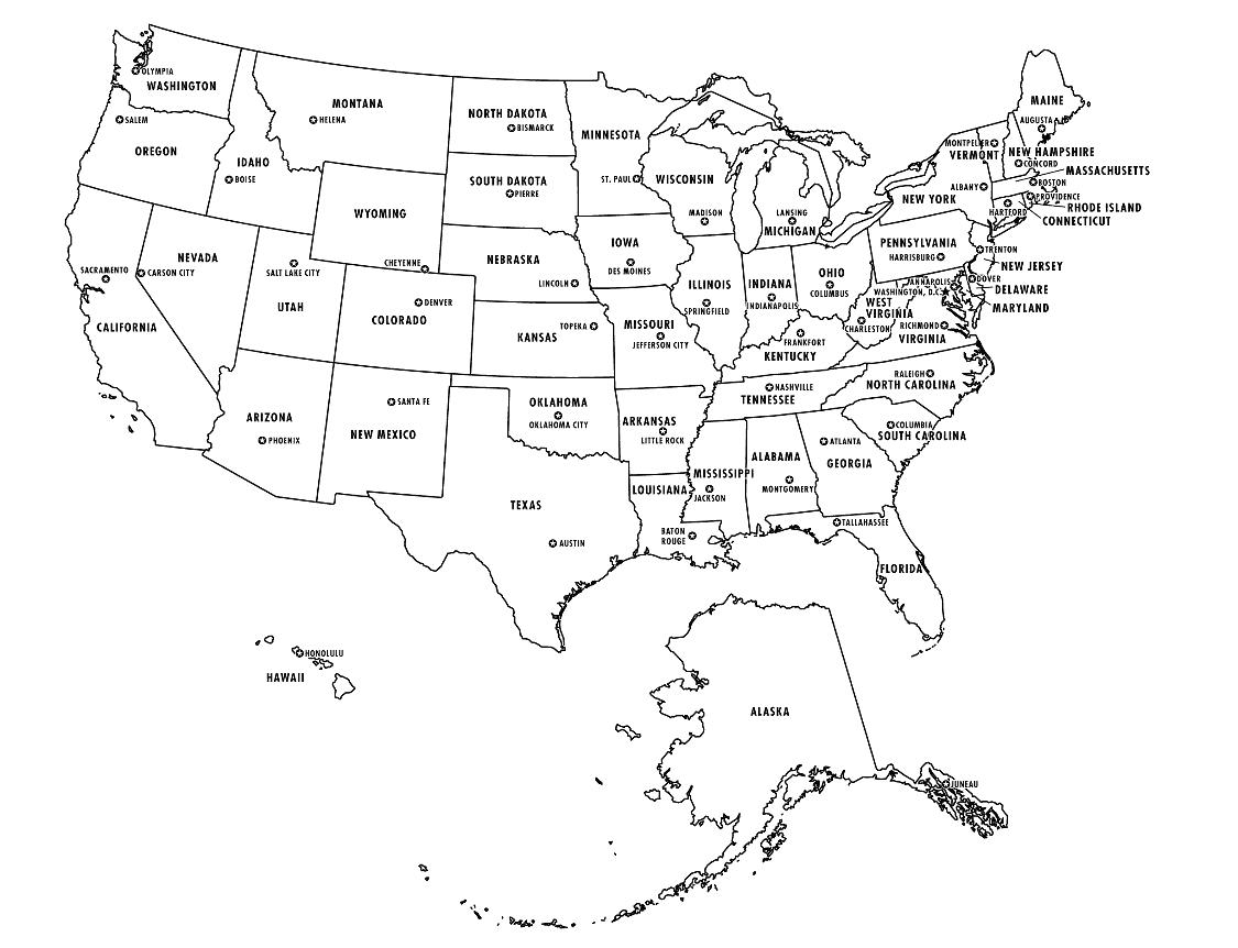 Map Of United States And Capitals United States Map With State