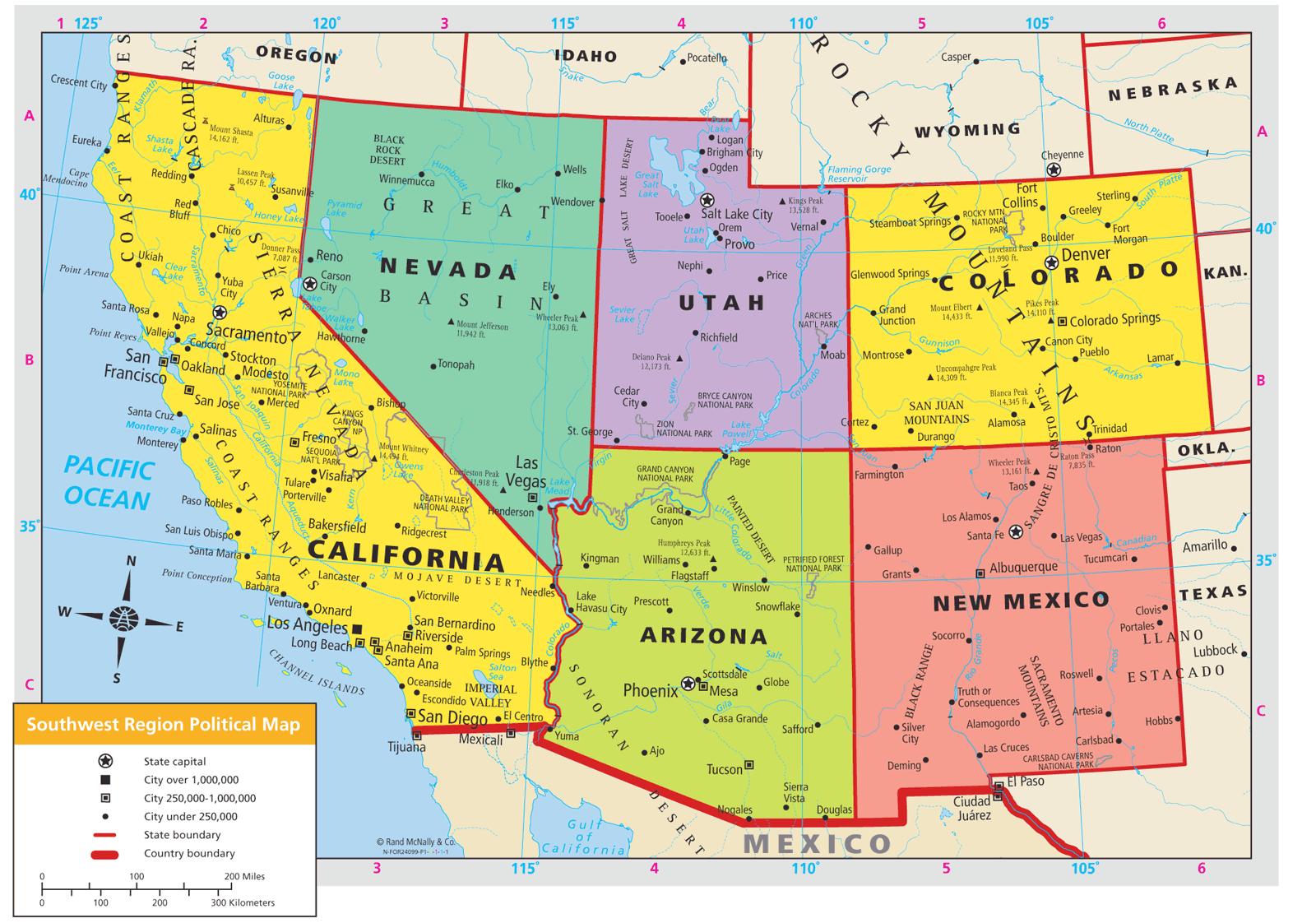 southwest usa map south west usa map northern america americas