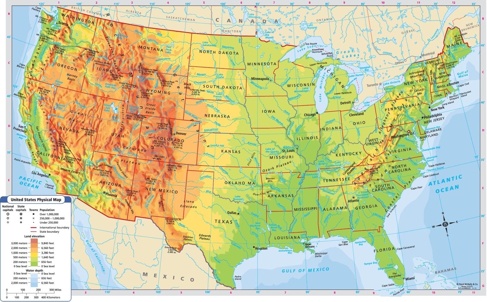 United States Mountain Map Mountain Map Of Usa Northern America