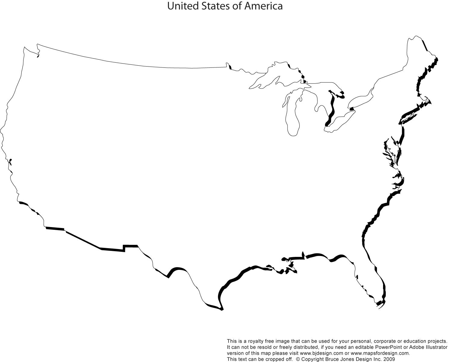 Usa Map Outline Usa Outline Map Northern America Americas