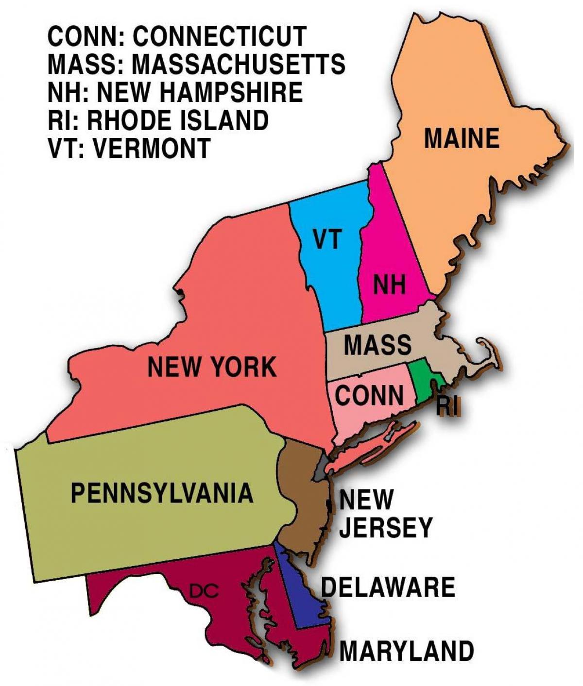 northeast States map