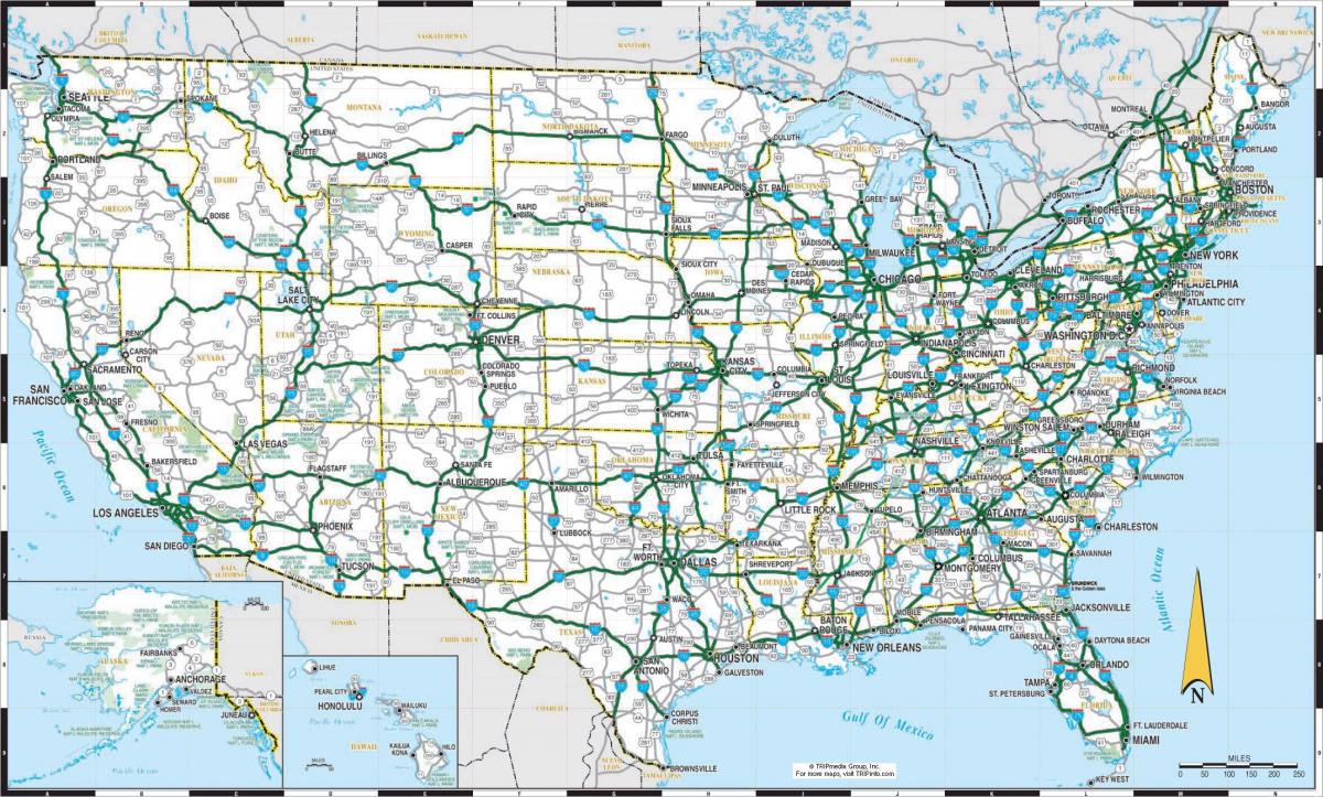 road map of southern USA