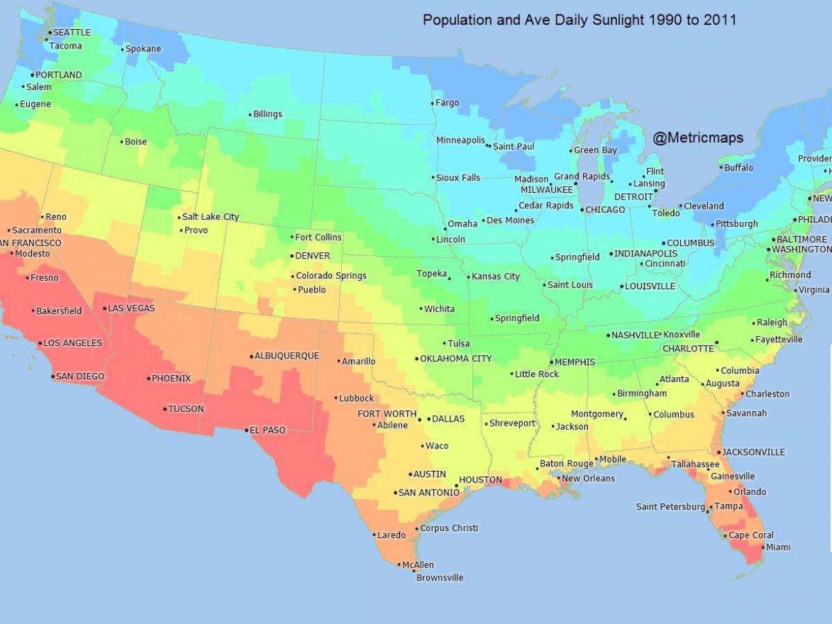 US sunshine map