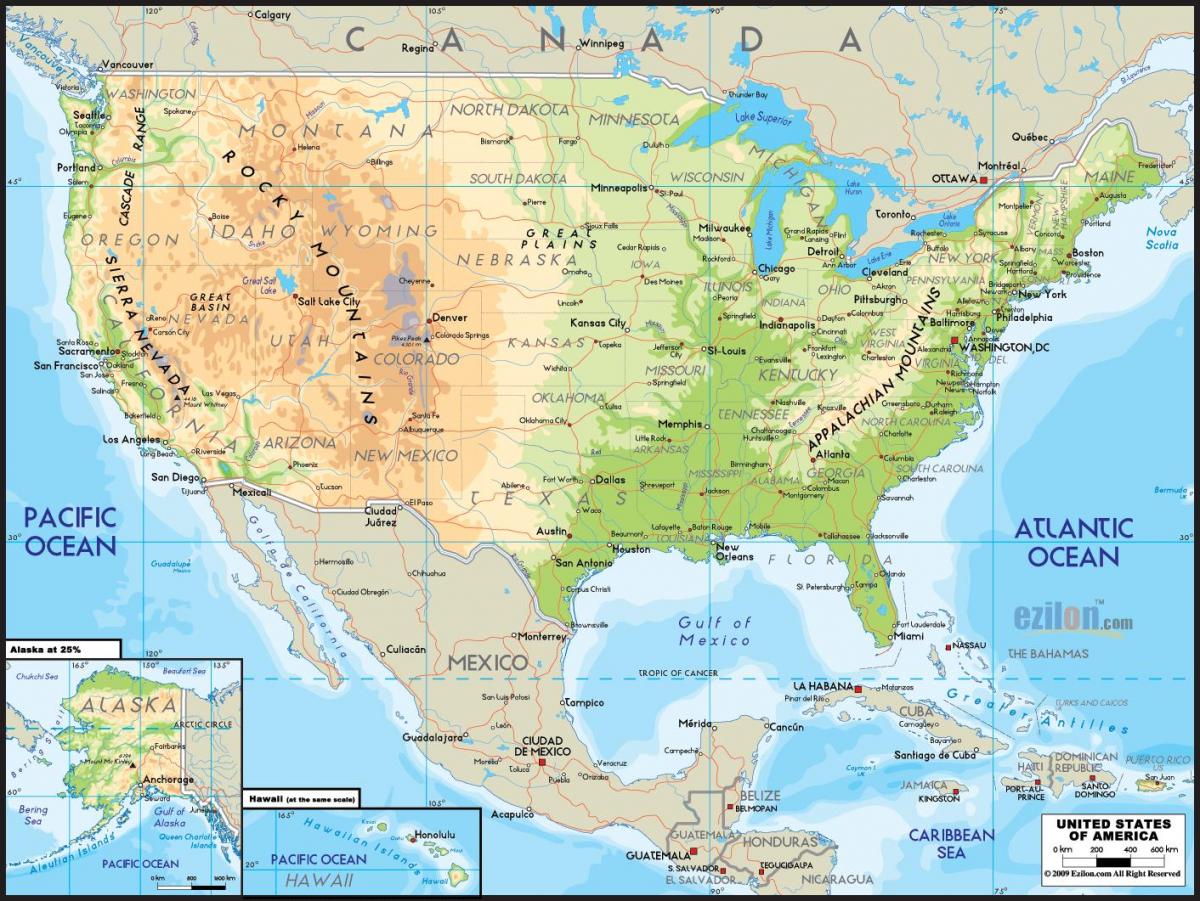 map of United States of America