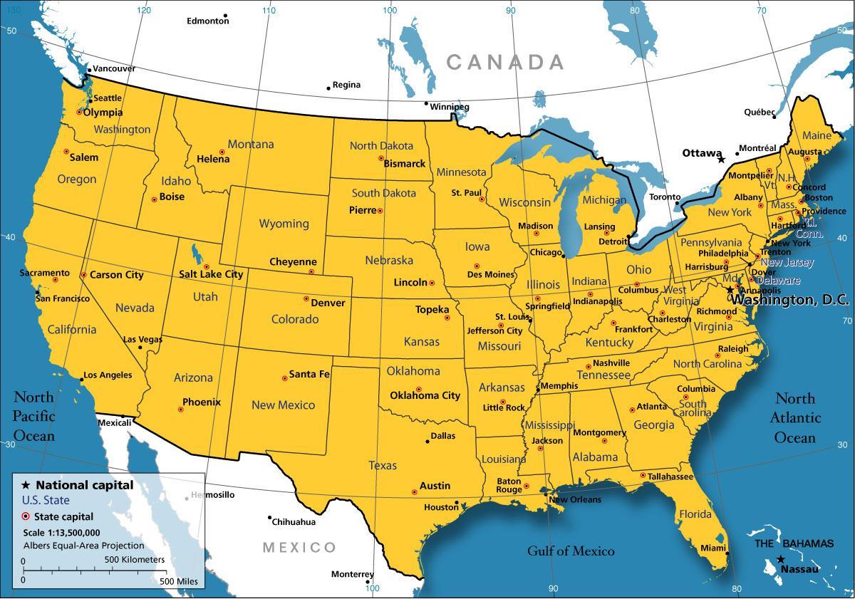 USA on map