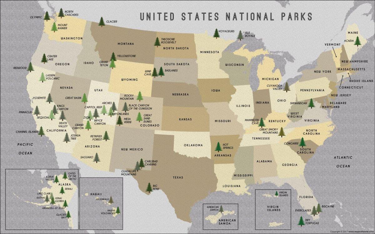 map of US parks
