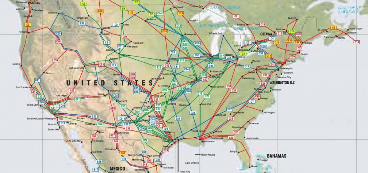 map of US pipeline