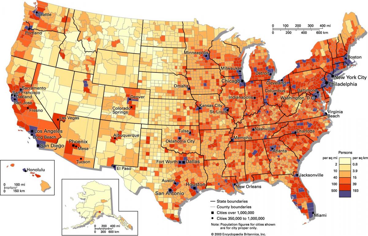US map population density