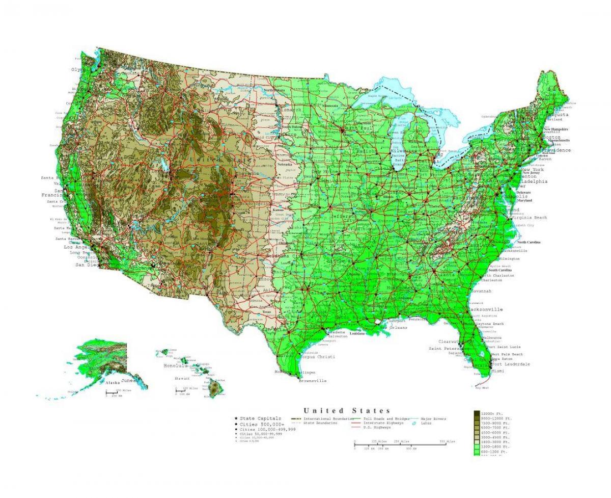 elevation map USA