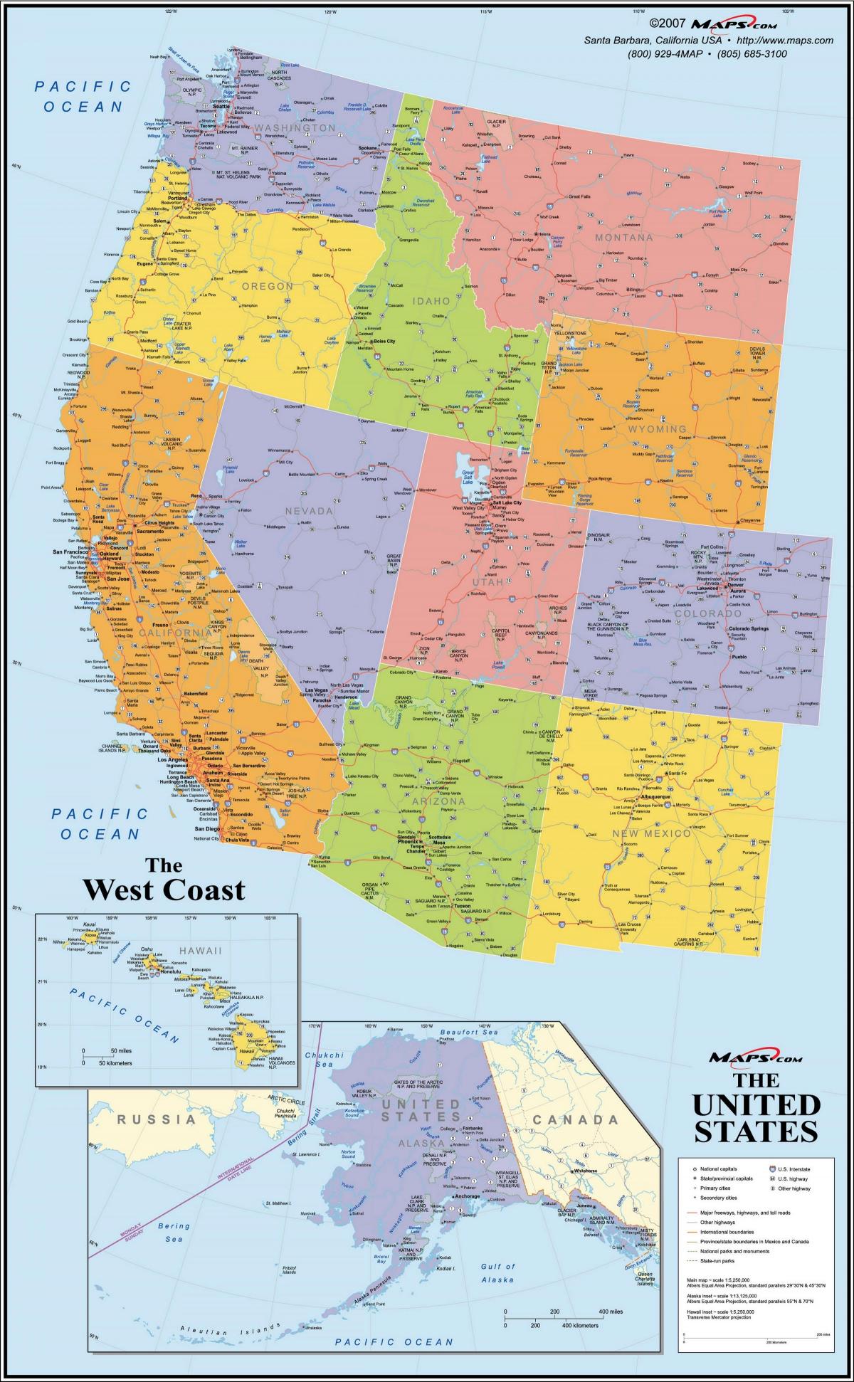 USA west coast map