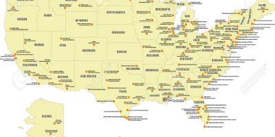 USA international airports map