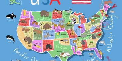 Map of United States for kids
